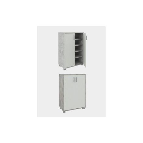 MOBILE BASSO 2A MULTIUSO 90X60X35 CM CEMENTO/BIANCO- 1,0 pz