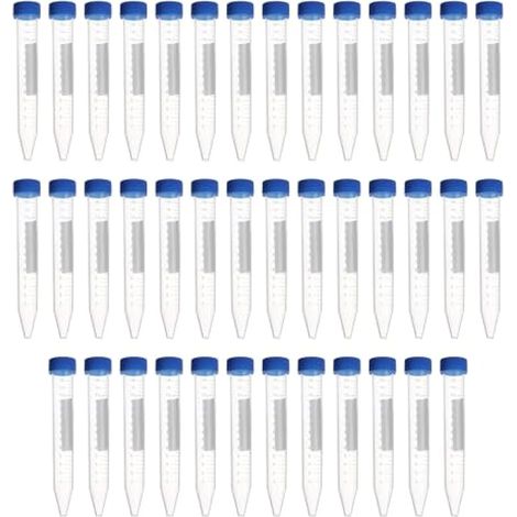 40 Pièces Tubes à Centrifuger 15 ml, Tubes à Essai Coniques, Tubes à Centrifuger en Plastique Bleu avec Bouchon à Vis Récipient à Echantillon Gradué Tubes à Echantillon (1/5)