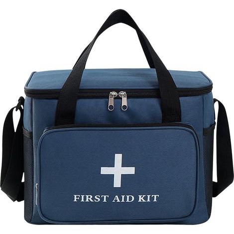 trousse de Secours Vide 14L, Trousse Medicaments Voyage XXL, avec Manche et Bandoulière, Tissu DOxford Étanche, pour Maison, L’école, Voyages, Camping(Marine) (1/5)