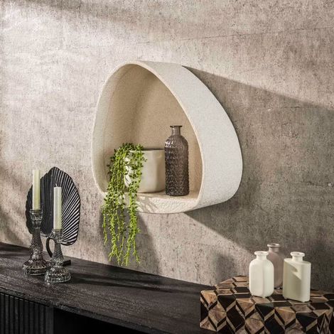 Étagère murale forme organique en marbre composite blanc LEA (1/5)