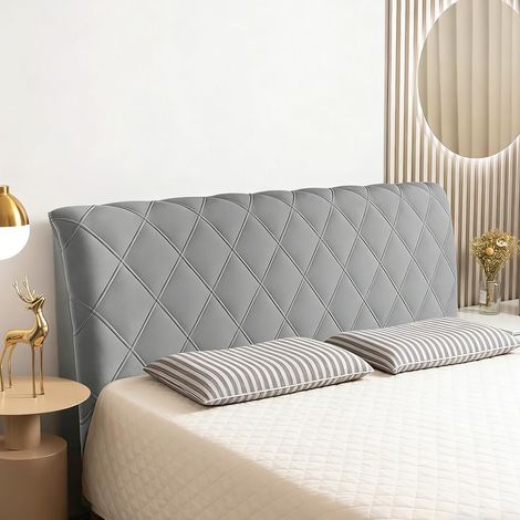 Housse de tête de lit extensible - Anti-poussière - Lavable - Pour tête de lit rembourrée - Gris foncé - 200 cm (1/5)