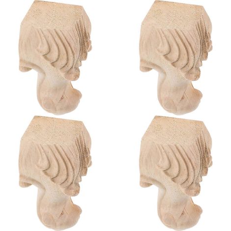 Pieds de canapé et pieds de table décoratifs en bois gaufré de style vintage (ensemble de 4 pièces) (1/5)