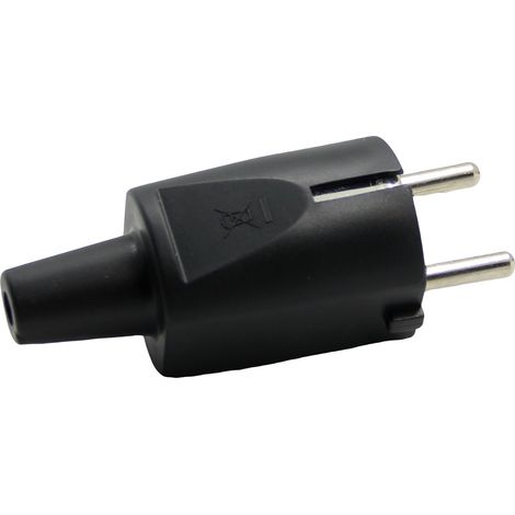 Spina Schuko nera dritta salvacavo gomma 16A 250V CE elettrodomestici frigo (1/4)
