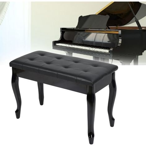Banc de piano en bois avec coffre de rangement et coussin rembourré en cuir PU pour salle d'enregistrement et de concert (1/5)
