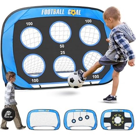 Faltbares Kinderfußballtor mit Wand und Tragetasche, Fußballtor für Erwachsene und Kinder, Spaß und Training im Garten und Hof (1/4)