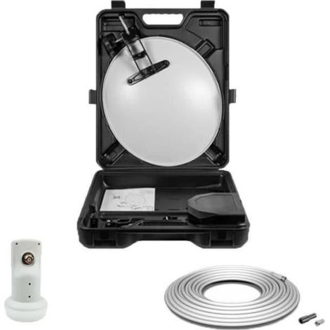 Kit Camping Car - MEGASAT - Parabole Acier 35cm - LNB Single 0.1dB - Câble Coaxial 10m - HD