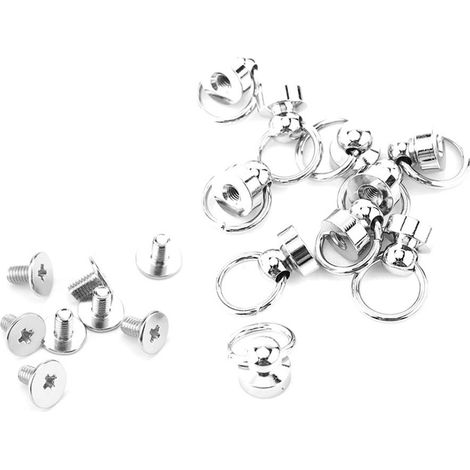 10 rivets en laiton tête ronde, vis à bois, anneau, pièces de maroquinerie, lot de 10 (1/5)