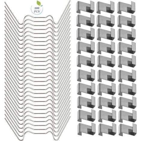 Clips de Fixation pour Vitrage de Serre Lot de 100 Pièces - 50 Clips Acier Inoxydable 304 et 50 Chevauchements 301 - (1/5)