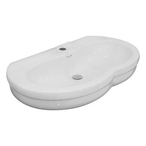 Lavabo TIME d'Appoggio 95x51xh15 cm - Linee Tondeggianti - Ceramica Bianco (1/5)