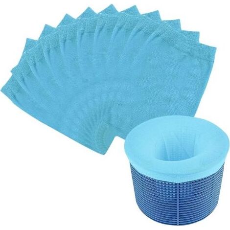 Lot de 10 chaussettes filtrantes réutilisables pour piscine et piscine, filtrage fin des feuilles, des insectes et de la saleté, filtre pour panier de piscine (bleu) (1/5)