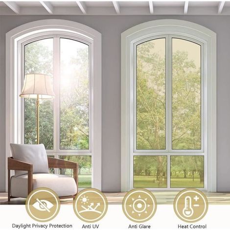 Film Miroir Fenêtre, 40 200cm sans Tain à Sens Unique Auto-Adhésif Protection de Solaire Anti 99% UV Anti Regard,Gold (1/4)