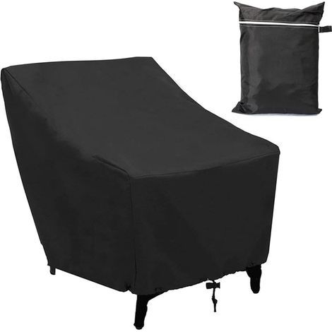 Funda impermeable para silla de jardín exterior 210D con asiento profundo, resistente a los rayos UV y al viento, con cordón ajustable, 80x85x91cm (1/5)
