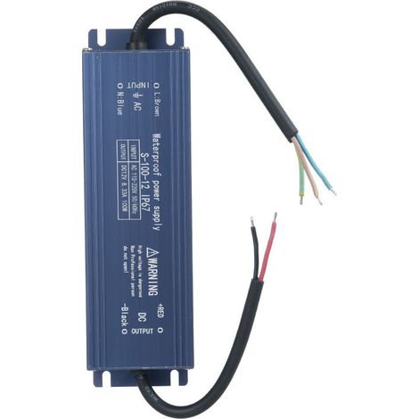 Beyamis ac Adattatore impermeabile IP67 12V 100W – LED di alimentazione, trasformatore esterno, custodia alu, AC 110-220V (1/5)