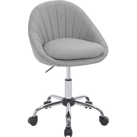 WOLTU Sedia Poltroncina per Ufficio Ergonomica in Lino Imbottita Altezza Regolabile Girevole,Grigio