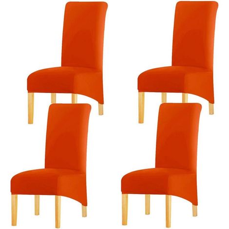 Housses de chaise extensibles pour salle à manger, lot de 4, orange (1/5)