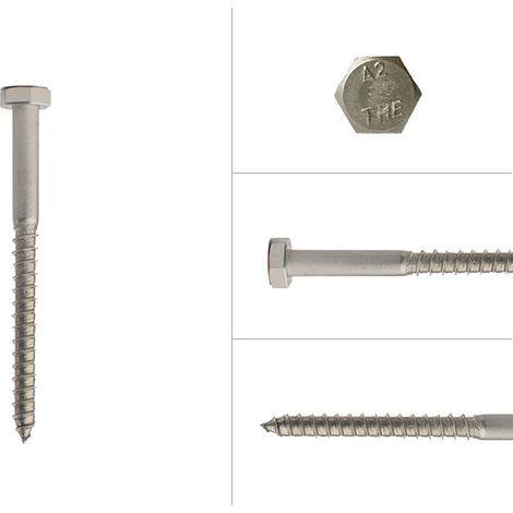 Tirefond inox M6 x 70 mm - Par 100 pièces (1/2)