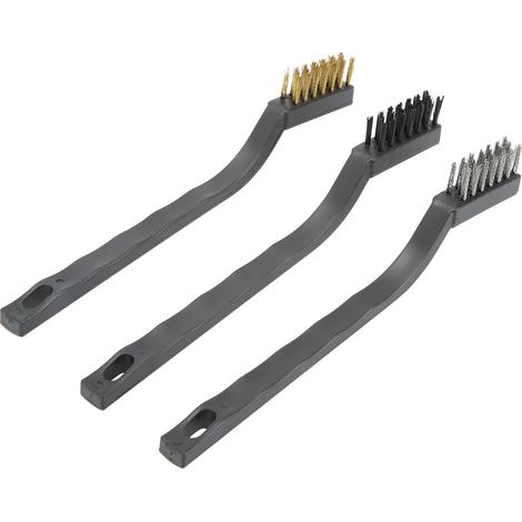 Lot de 3 mini brosses métalliques avec manche en plastique pour le nettoyage des troncs d'arbres et des écorces de bonsaï. Outil de nettoyage de jardin. (1/5)