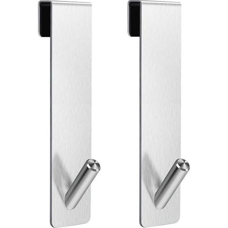 2 Pièces Crochet Douche, Crochet Porte Serviette sans perçage, Crochets de porte pour portes de douche en verre sans cadre, adapter 6-12 mm d'épaisseur (Argent) (1/4)