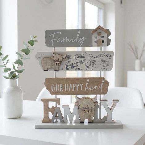 Highland Cow Tiered Family Plaque (1/2)