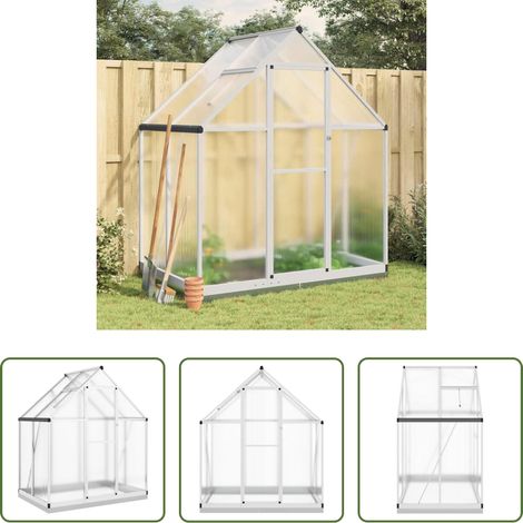 vidaXL Serre de jardin - Serre avec cadre de base argenté 169x114x202 cm aluminium (1/5)