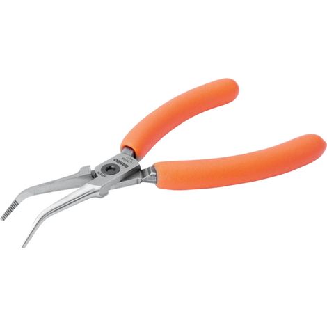 Bahco Kompakte Spitzzangen mit um 45º gebogener Spitze und orangefarbenen PVC-Griffen 141 mm - Industrieverpackung