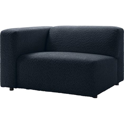 Fauteuil d'angle gauche en tissu chenille bleu nuit TORISO (1/5)