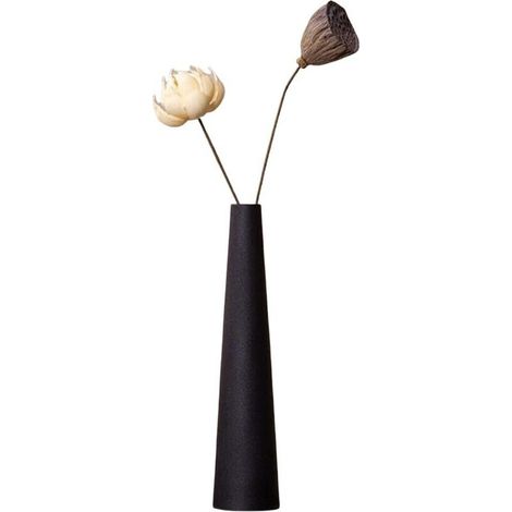 Bardusch-Vase céramique conique noir col étroit, décoratif pour table, chambre, salon ou bureau (1/5)