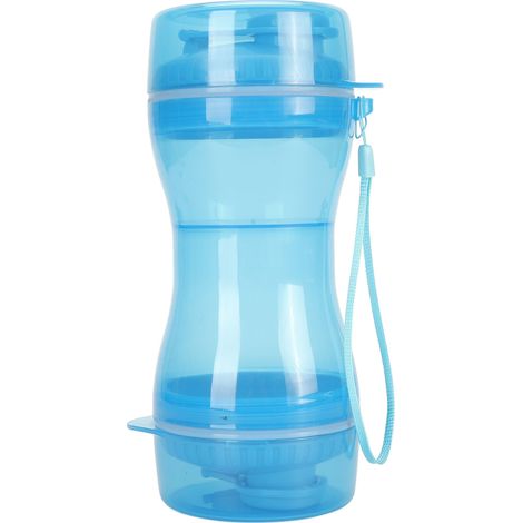 2 in 1 Pet Water Bottle Leakproof Portable Dog Water Bottle with Food Container Pet Water Dispenser Feeder for Cat Walking Travel Blue (1/5)