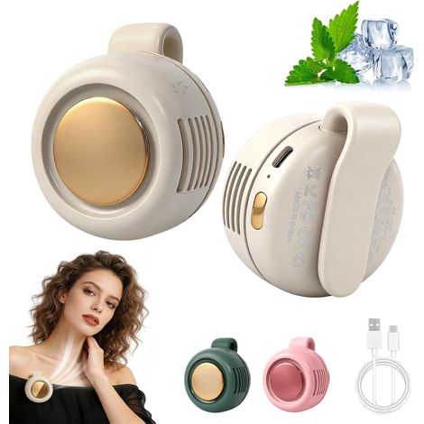 Ventilateur Clip-On Portable 3 Vitesses, Mini Ventilateur Silencieux pour Bureau, Voyage et Activités Extérieures – Beige