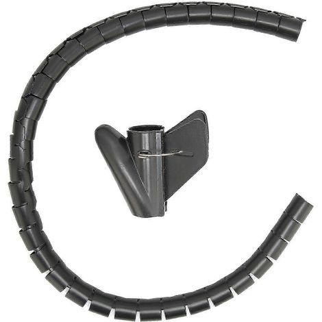 Gaine spiralée organiseur de câbles, tube enrouleur noir 16mm, 10m avec clips, gestion de fils ouverte, protection et rangement de cordons, gaine flexible pour câblage. (1/5)