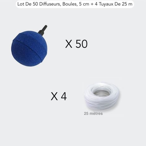 Lot De 50 Diffuseurs D'Air, Boules, 5 cm + 4 Tuyaux De 25 m, Bassins (1/5)