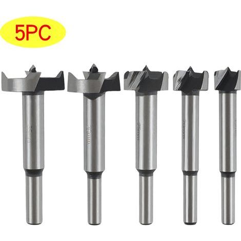 Mèches Bois, 5Pcs (15,20,25,30,35mm) Fraise Bois Carbure, L'installation de Portes Sphériques Bois, Tiroirs, Vous aide rapidement pour faire des trous propres à fond plat dans le bois (1/3)