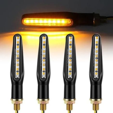 Clignotant Moto - LED 12V E24 - 9 LED Ambre Stroboscopique - Homologué E-Mark - Fixation M10 - IP65 - Lot de 4 (1/5)