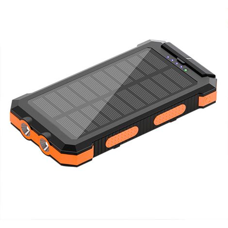 Chargeur Solaire - 20000 mAh - Charge Sans Fil Et 2 Ports USB - Pour Smartphones Et Tablettes - Extérieur Camping Voyage - Orange (1/5)