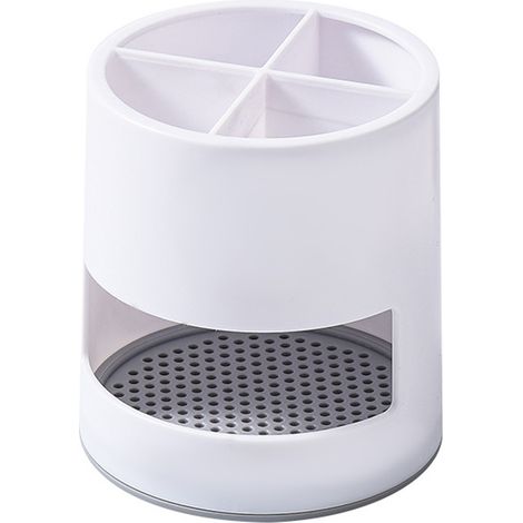 Support Pour Brosse À Dents - Support Pour Dentifrice - Organiseur De Salle De Bain Avec 4 Compartiments - Blanc (1/5)