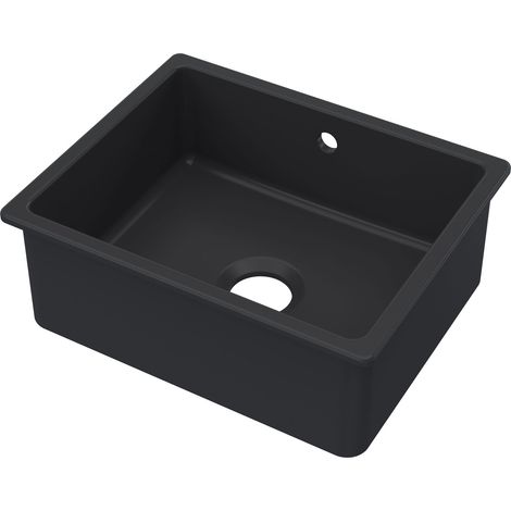 Nuie Undermount Fireclay Kitchen Sink 1.0 Bowl with Overflow 548mm L x 442mm W - Soft Black (1/2)