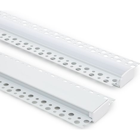 Perfil Aluminio Integrado en Escayola/Pladur para Tira LED hasta 20 mm con Tapa Continua Blanco 2 m Blanco traslúcido