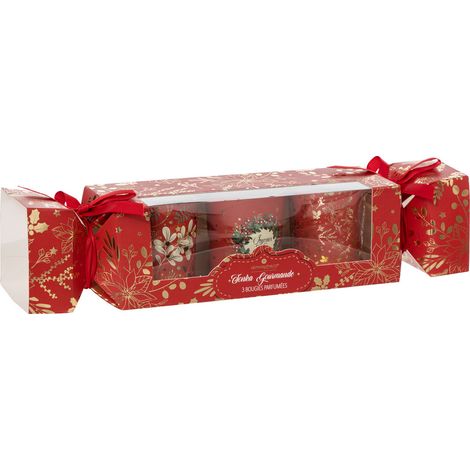 Set de 3 Bougies Parfumées Photophore en verre D 5 x H 6 cm - Rouge - Feeric Christmas (1/4)