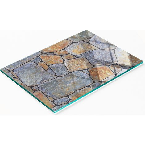Tabla de cortar decorativa para cocina, de vidrio templado con piedras, 80x52 cm. (1/5)