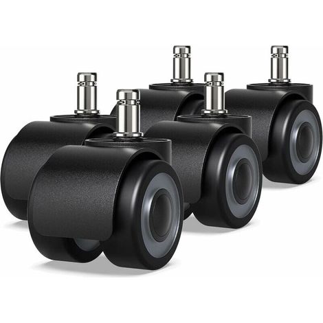 Set mit 5 Bürostuhlrollen – 11 x 22 mm – Doppelrollen-Design – Bodenschonend – Durchmesser: 50 mm (1/4)