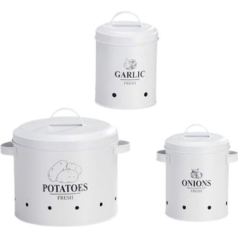Lot de 3 boîtes de rangement pour la cuisine, dont une boîte à pommes de terre. (1/4)