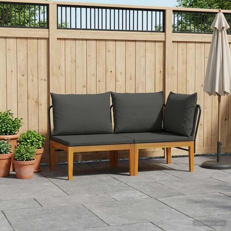 vidaXL 2 pcs Garden Lounge Set with Cushions Solid Acacia Wood & Rope (1/5)
