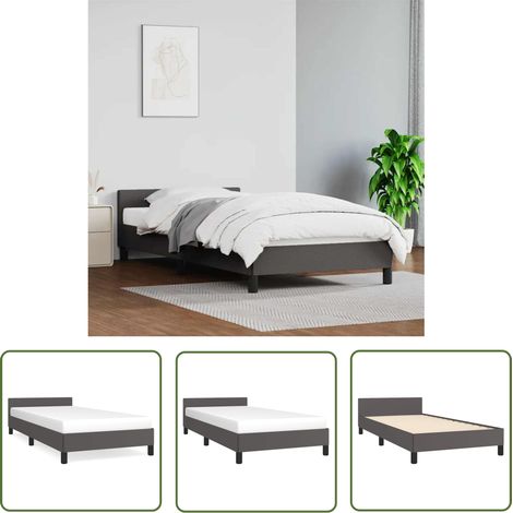 The Living Store Bettgestell mit Kopfteil ohne Matratze Grau 90x200 cm - Bettsofa - Kopfteil Bett - Doppelbett - Boxspringbetten - Lattenrost (1/5)