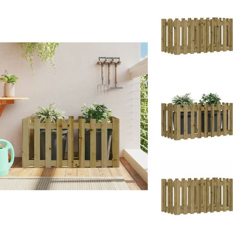 Lit surélevé de jardin design de clôture bois de pin imprégné - Lit Surélevé Jardin - Bac De Plantation - Jardinière Bois - Jardinerie - Décoration Extérieur (1/5)