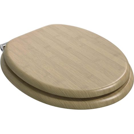 vidaXL  Soft-Close Toilet Seat  Light Bamboo Color 44 x 38 cm MDF board