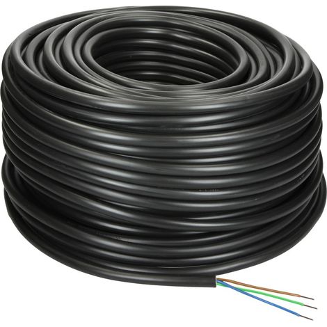 Le Sanitaire – Câble enterré 3 x 1,5 mm² NYY-J – Conducteur de protection – Résistant aux intempéries et aux produits chimiques – Pour installation permanente
