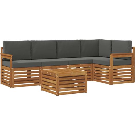 Conjunto de sofás de exterior 6 uds. Natural y Antracita vidaXL (1/5)