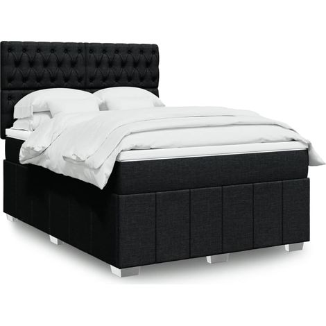Boxspringbett mit Matratze Schwarz 140x200 cm Stoff