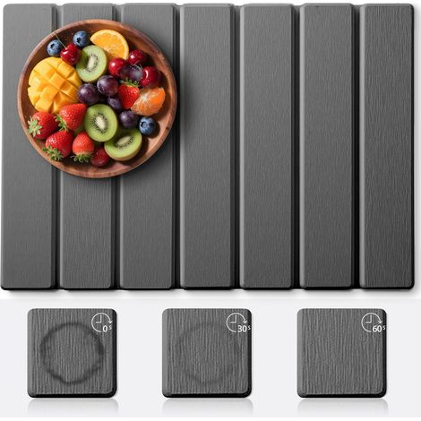 Tapis Egouttoir Vaisselle de Cuisine, Absorbant Diatomées, Très Absorbant, Séchage Rapide (Gris Foncé, 40 x 30 cm) -'Parent'-'-