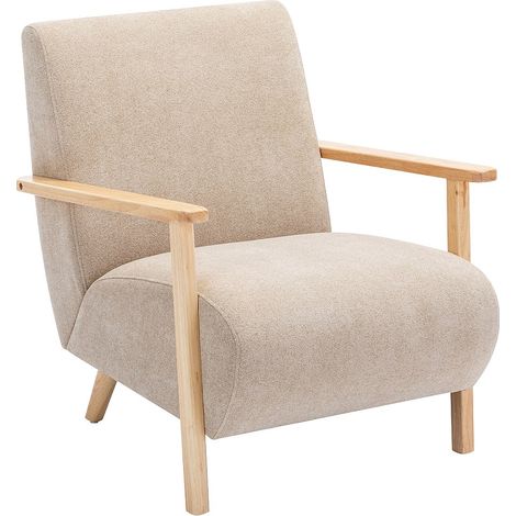 Fauteuil en tissu beige et bois JULOMO